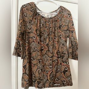 Michael Kors Women’s Bell Sleeve Paisley Top